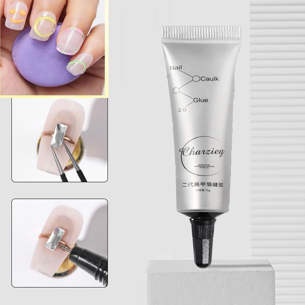 Description Picture 3 of item15g/Box 5 In 1 Rhinestones Glue Gel Transparent Color Nail Art Sticky Gel For Rhinestone Jewelry Decorations Nail Glue DIY Tools