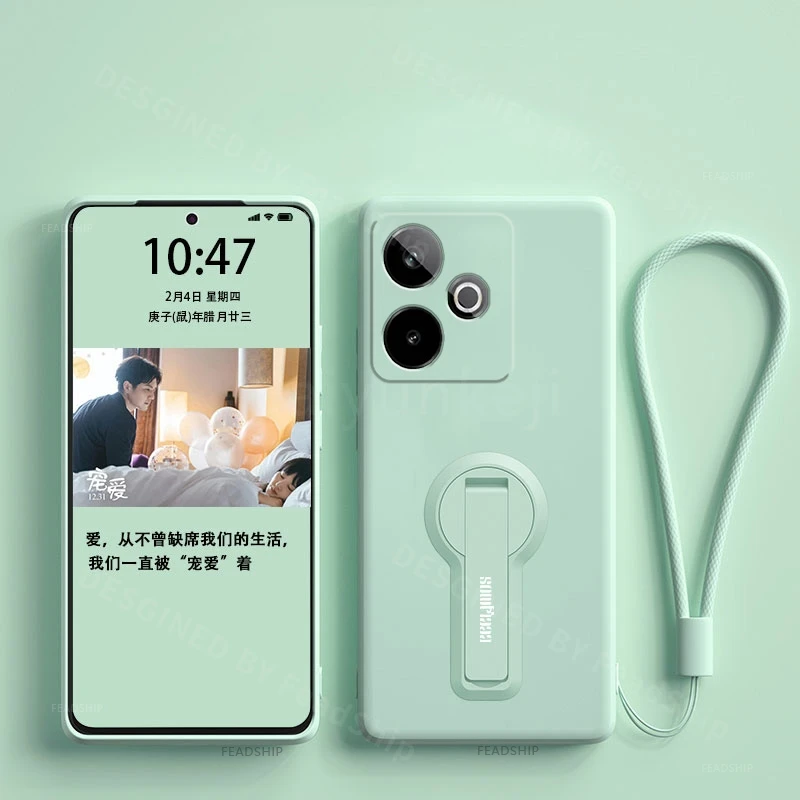 Silicone Soft Protective Phone Case with Bracket and Screen Protector