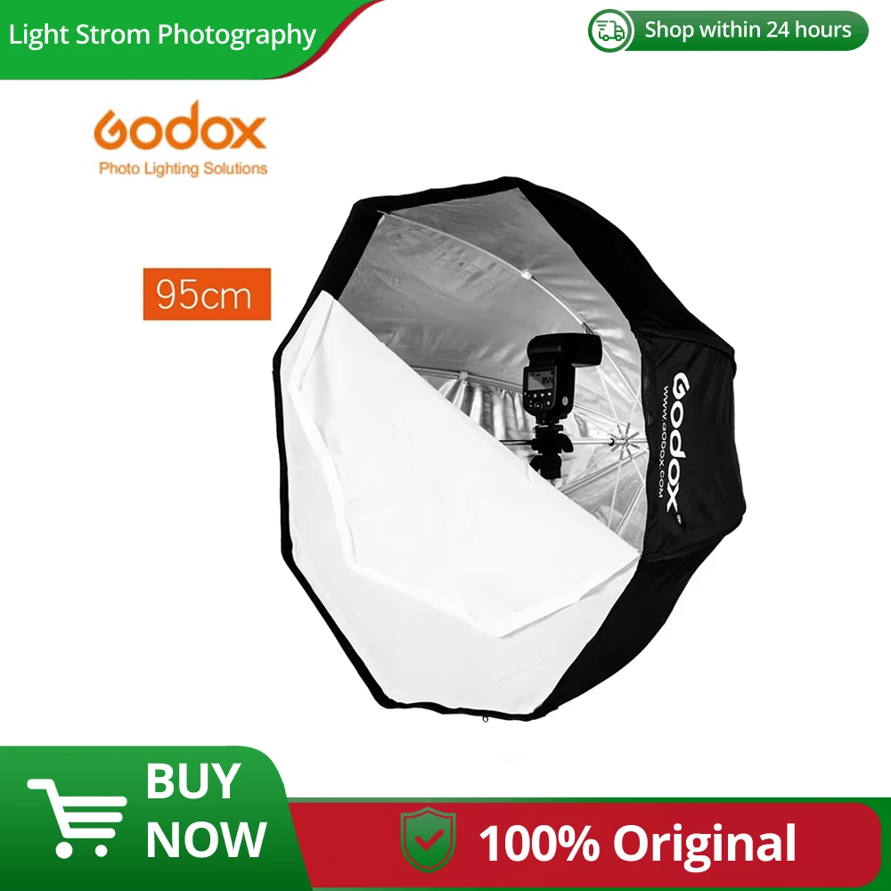 Godox 95 سنتيمتر 37.5in مظلة محمولة المثمن سوفت بوكس فلاش Speedlight Speedlite عاكس سوفت بوكس مع حقيبة حمل
