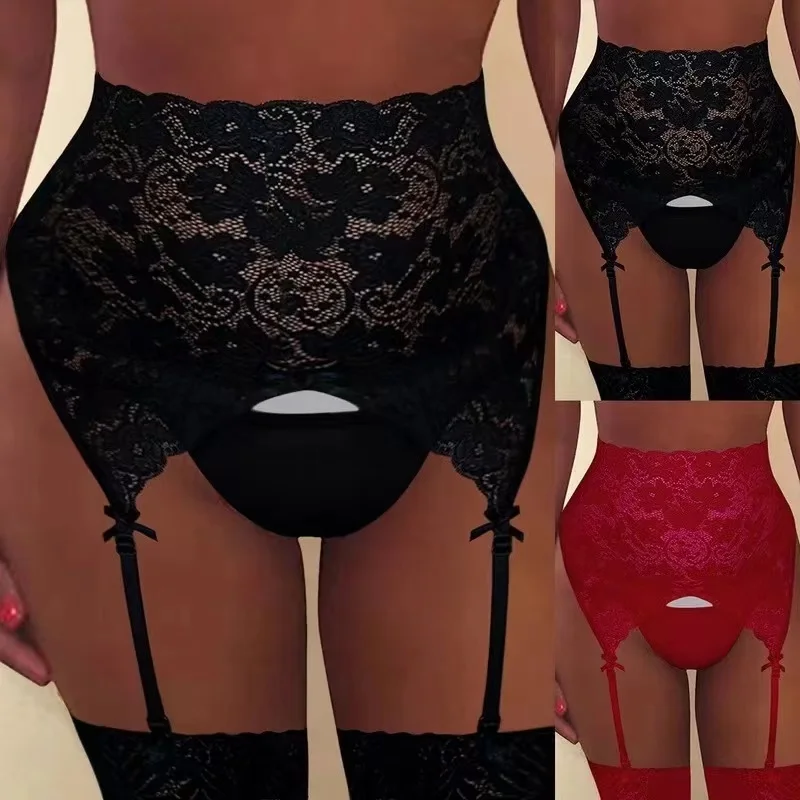 

Lace Suspenders Women Sexy High Waist Bowknot Garter Belt Fat Stockings Set Porte Jaretelles Femme Wedding Bride Garter Panty