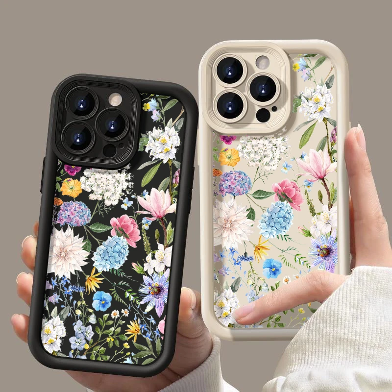 Hydrangea Flower Soft TPU Case For iPhone 16 15 14 Pro Max Plus 13 12 11 Pro Max XR X XS 7 8 SE Shockproof Silicone Phone Cover - Image 2