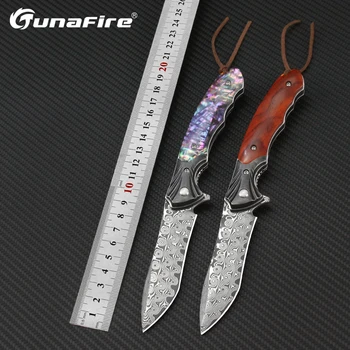 Tunafire VG10 Coltello in acciaio di Damasco Manico in legno Coltello pieghevole tascabile Cucina professionale Frutta Piccoli coltelli multiuso Utensili manuali 1