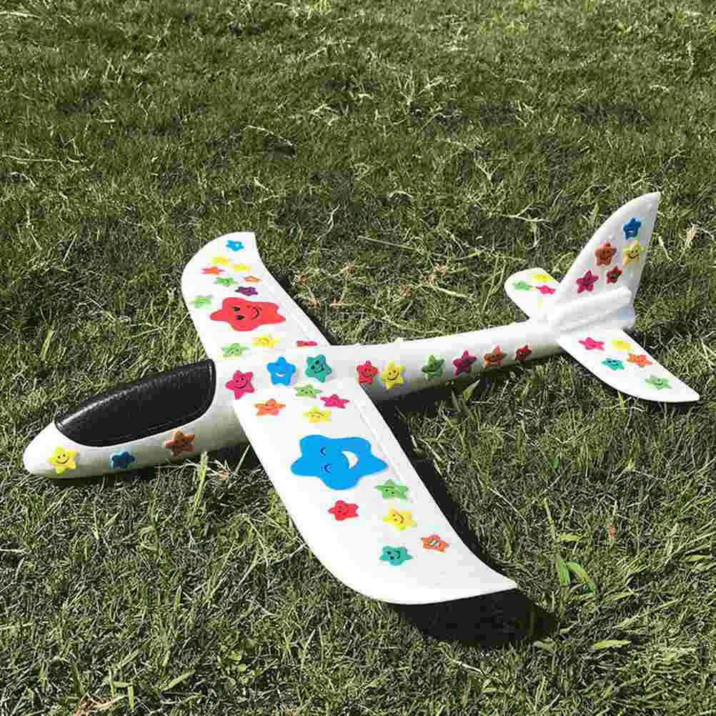 2 Pcs Outdoor Kids Toys Graffiti Aircraft Painting Supplies Planes Glider Airplanes for Foam DIY Crafts Child a5 super thick blank sketchbooks diary painting graffiti   cover sketch book notepad drawing notebook office school supplies