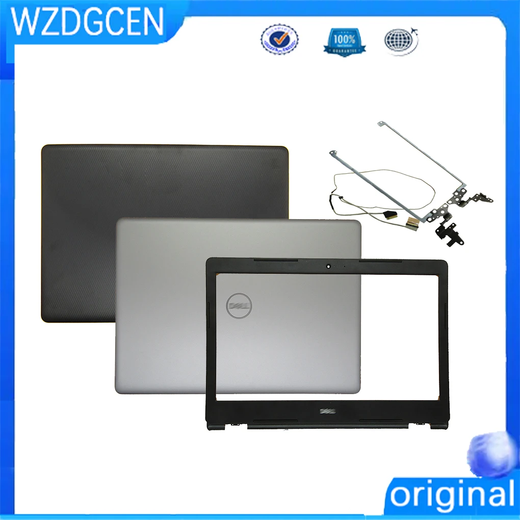 

Used Silver Black For Dell Inspiron 14 3000 3480 3482 Laptop Case LCD BACK Top Cover Front Bezel screen line hinges