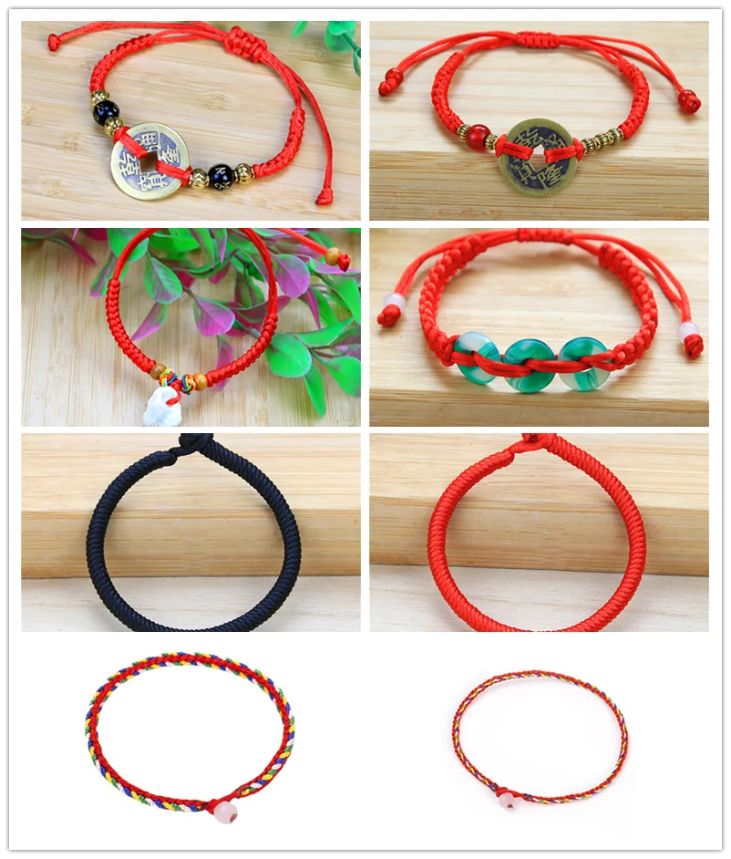 1 pc Feng Shui I Ching Ancient Coin Kabbalah Red String Attract Luck Wealth  Bracelets Amulet Red Rope Hand-woven Bracelet