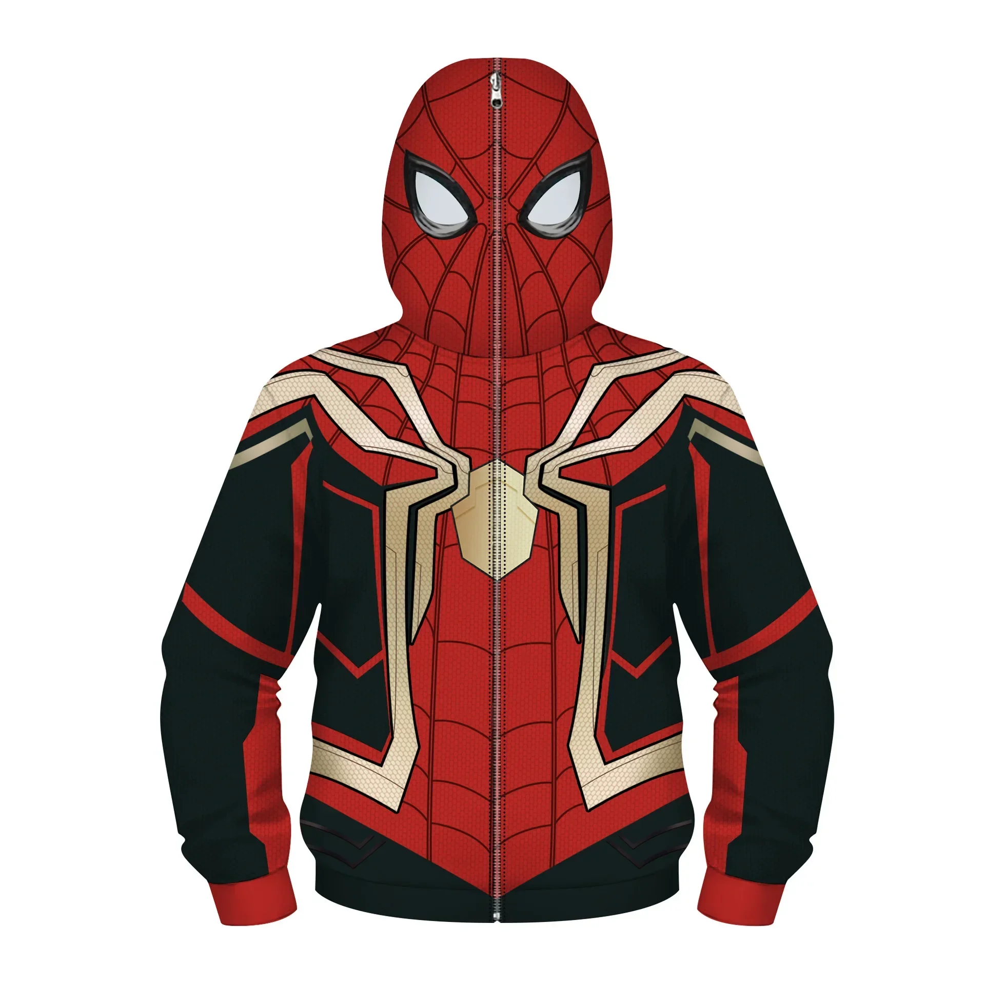 Sudadera con capucha de superhéroe Spiderman de Los Vengadores para niños, sudadera con cremallera 3D de Miles Morales, chaqueta de Iron Man, disfraz de Cosplay de Anime para niños y niñas