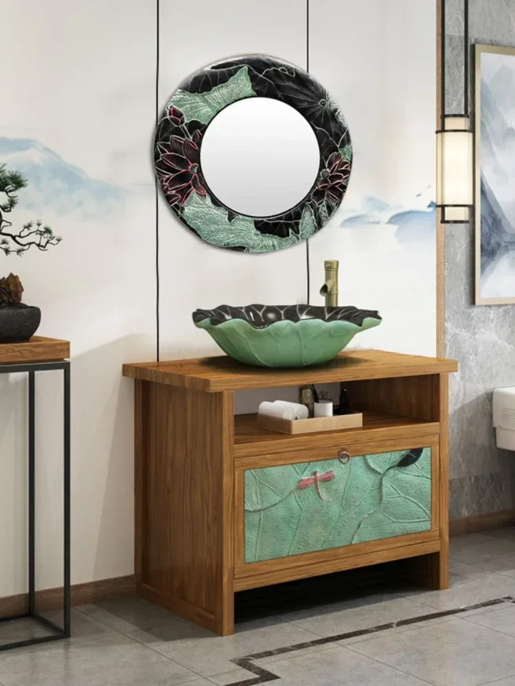 S~Modern Chinese Style Bathroom Cabinet Combination Floor Washstand Bathroom Cabinet Wash Basin Suit
