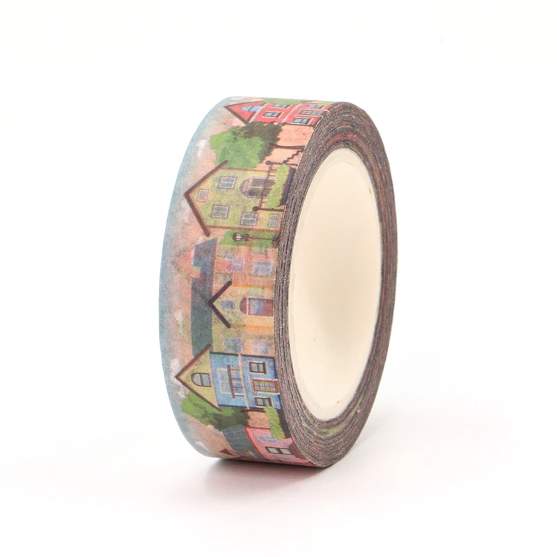 NEW 1PC Decorative Cute Cafe House Building Japanese Paper Washi Tape Craft Journal Adhesive Masking Tape Stationery 4