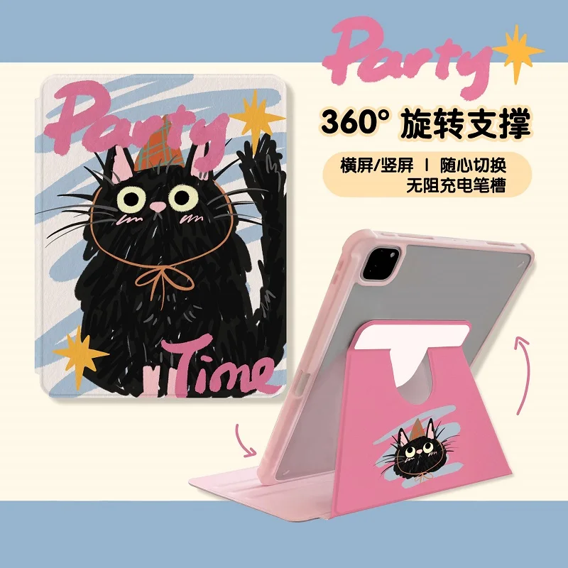 Custodia A Rotazione 360 Per Ipad 10Th 10.9 Air 3 10.5 Ipad Pro 11 Air 4 Air 5 10.9 Cute Cat Kids Cover Con Portamatite Magnet Funda