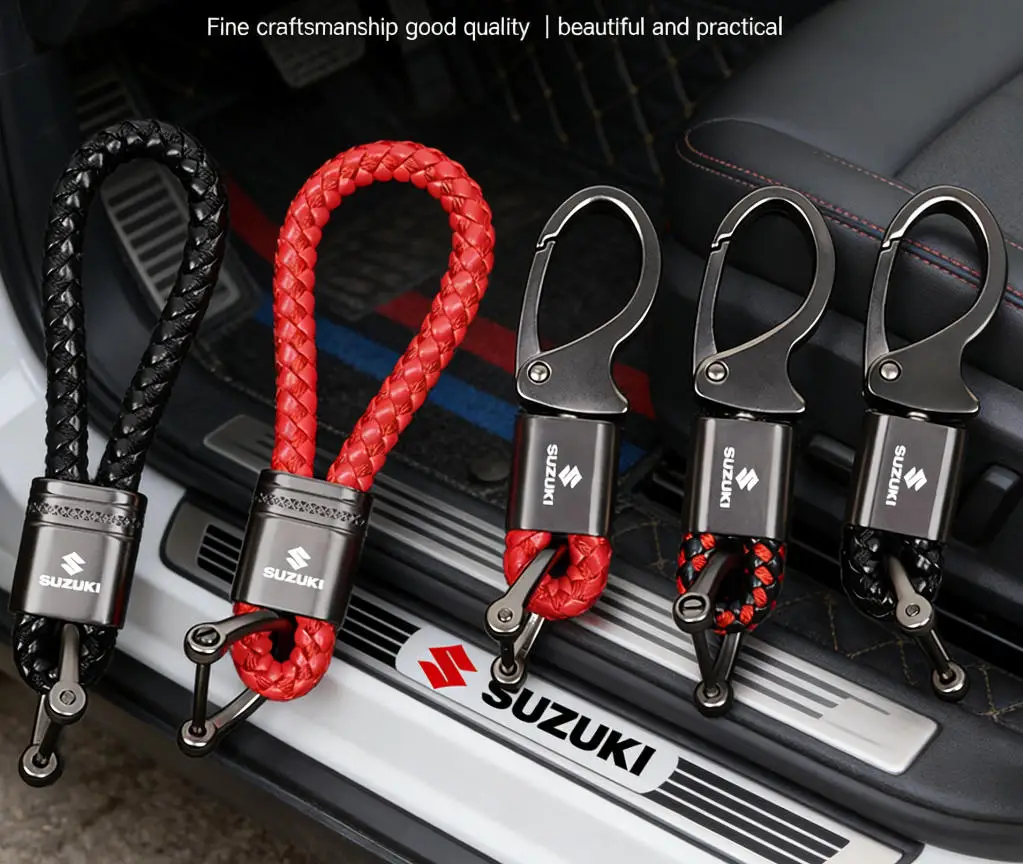 PU 가죽 꼬임 로프 키체인 DIY 가방 펜던트 열쇠고리 홀더 키 스즈키 자동차 장식품 키링 남녀 공용 선물 쥬얼리