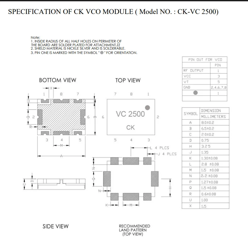 VC5500 5.1-5.9G 5100-5900MHZ VCO Voltage controlled oscillator 5.8Ghz 5800MHZ
