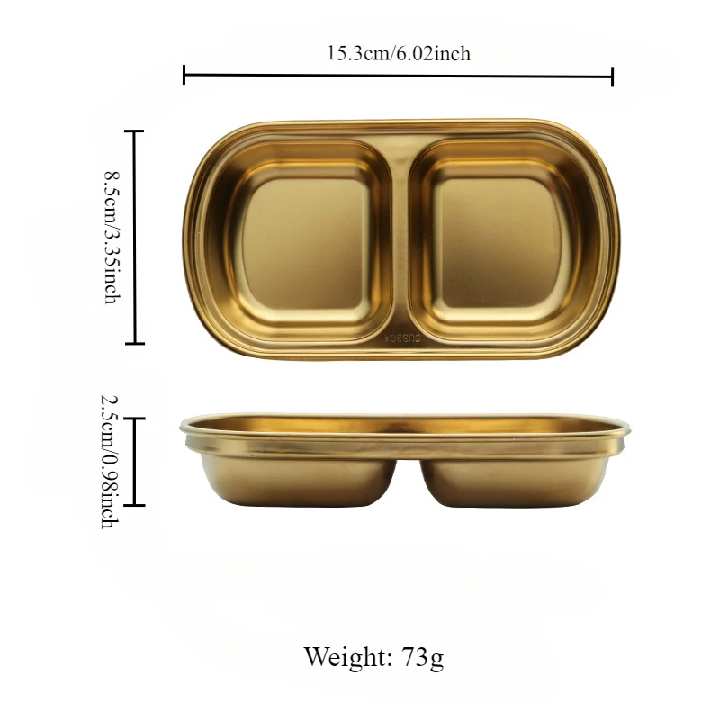 1pc, Stainless Steel Snack Serving Tray Set with Divided Sections-Condiment and Sauce Dishes for Dipping. butter dish
