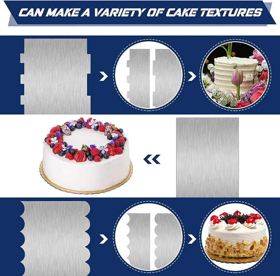 Set Di 6 Raschietti Per Torte In Acciaio Inox 22,9 Cm: Pettini A Doppia Faccia Per Decorazione Di Mousse, Burro E Crema, Strisce E Motivi - 6