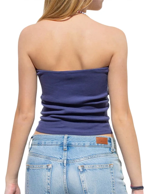 여성의 매력을 돋보이게 하는 섹시하고 편안한 기본 스트랩리스 튜브 탑