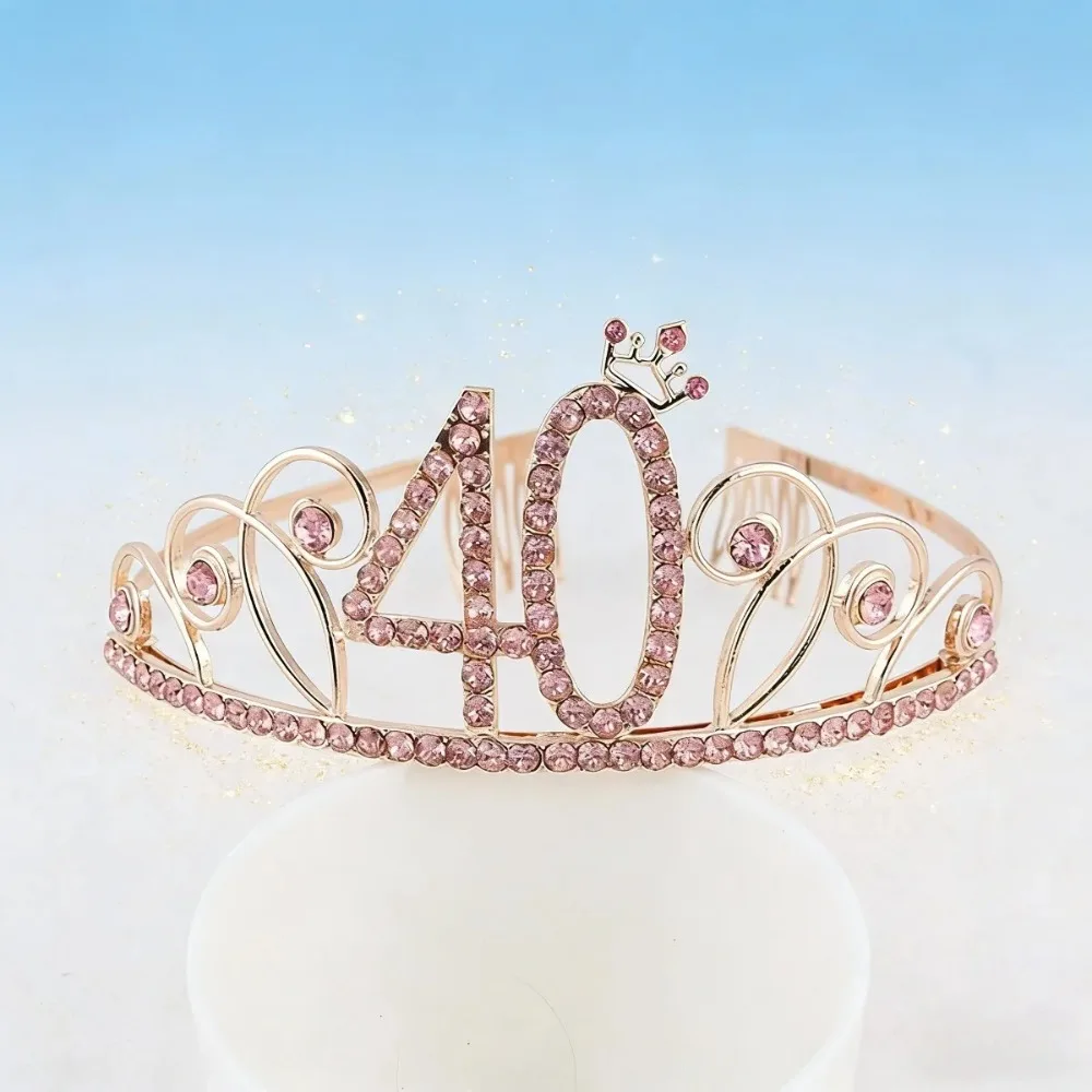 Rosegold Kristall Krone Haarband Legierung Braut Prinzessin Hochzeit Geburtstag Party Haarschmuck Stirnbänder für Frauen Haarbänder – Detail 5