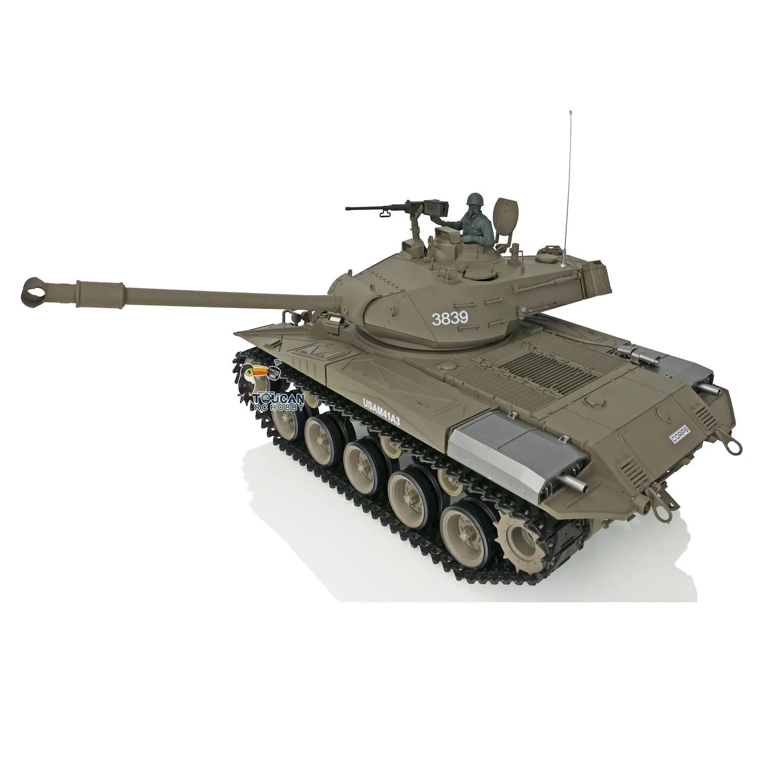 Détail de la tourelle du char HengLong RC 1/16 Tiger I, tank radiocommandé avec BB, fumée et infrarouge.