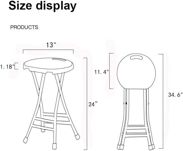 24-inch folding stool with handle, non-slip foot folding bar stool, 600 lb capacity, (13 "x 11.5" x 24") 3