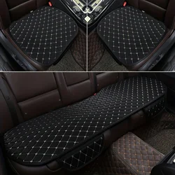 3-Piece Breathable Comfort Car Seat Cushion Set - Universal Protector Pads for Car Interiors (Black with Beige)