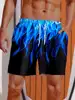 2024 Summer 3D Printed Striped Flame Printing Shorts Men's Board Shorts Swim Trunks Drawstring Breathable Short Hawaiian shorts 4