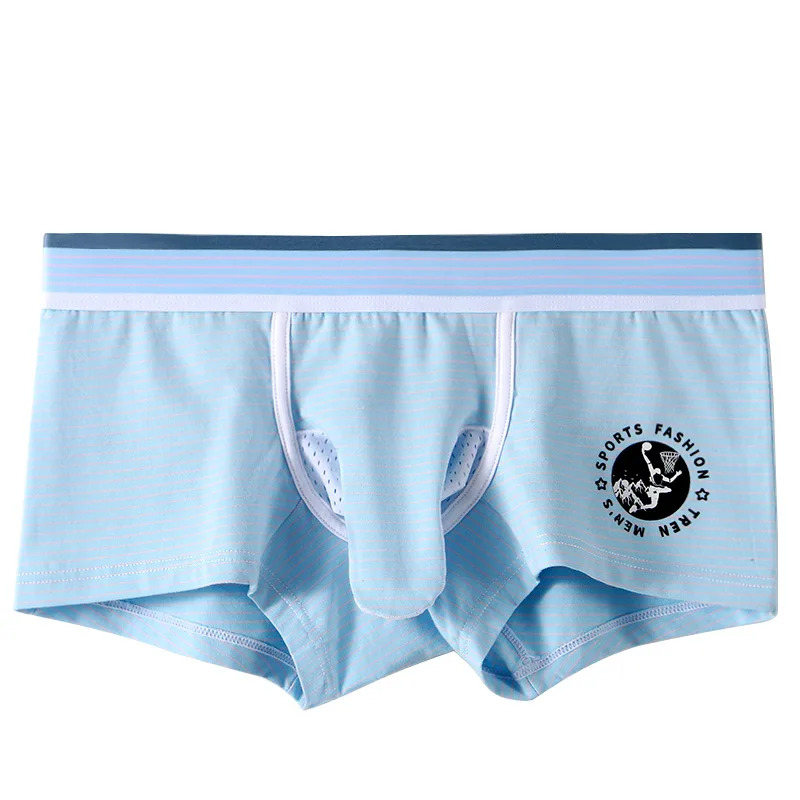 

Men Casual Boxers Cotton Sexy Underwear Shorts Fashion Striped Breathable Low Waist Underpants Gay U Convex Pouch Male Panties