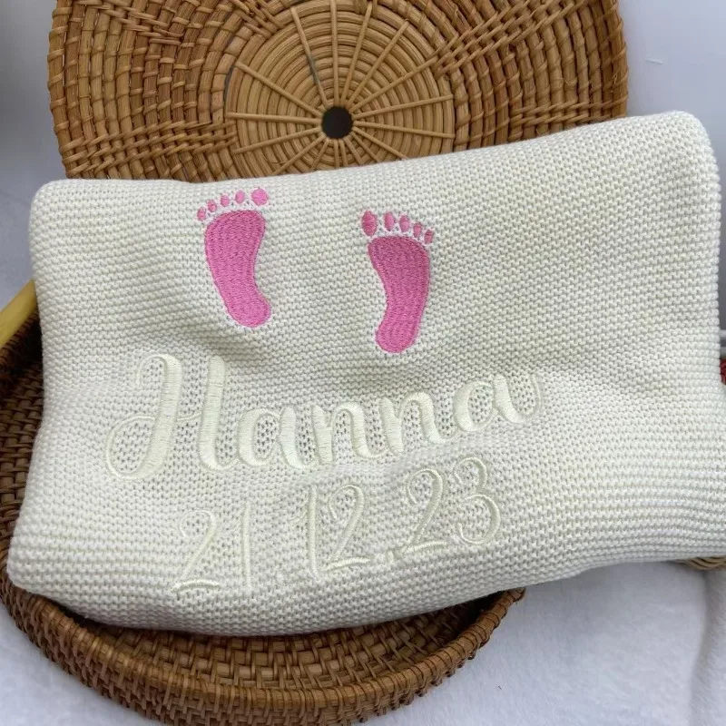 Personalized Custom Name Baby Blanket for Newborn Soft Knit Nursery Blanket Unique Gift for Baby Showers Christening Birthdays 3