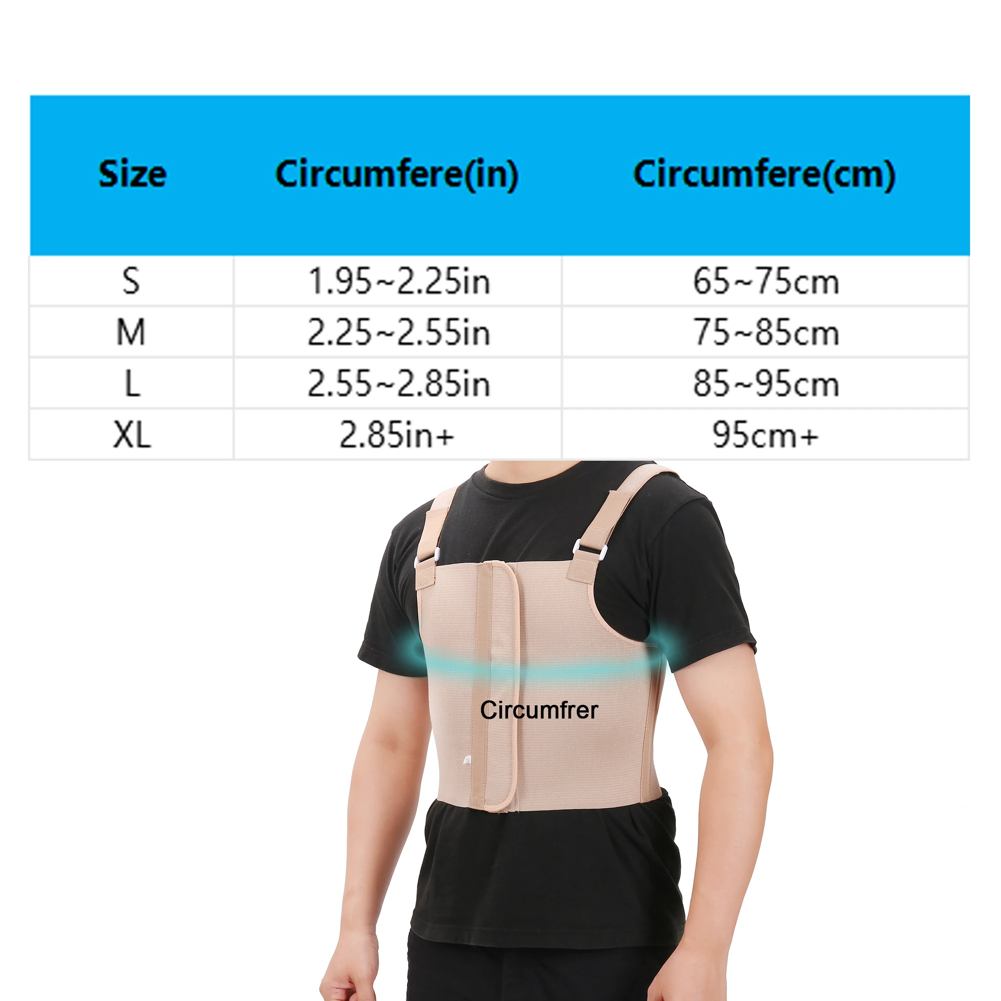Men Rib Injury Belt Chest Binder, Chest Brace Chest Compression Suppor Rib Bandage Wrap for Sternum Injuries 6