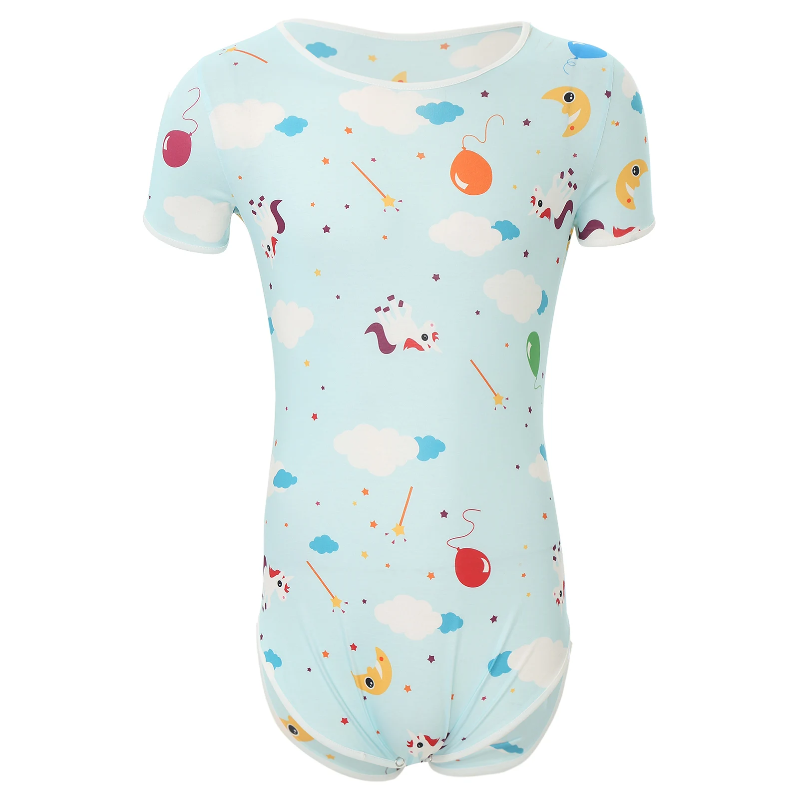 Sexy Mens Short Sleeve Buttoned Crotch Diaper Rompers Pajama Cute Cartoon Print Sissy Bodysuit Sleepwear Swimwear Bathing Suit men bodysuits men jumpsuits men lingerie