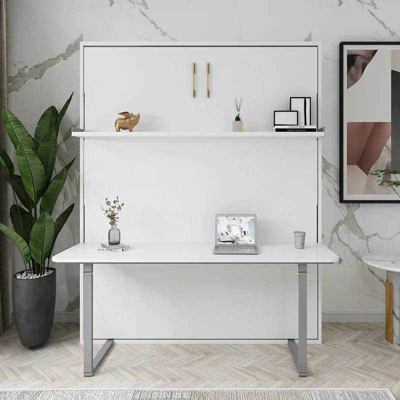 Space Saving Invisible Hidden Murphy Wall Bed With Bookshelf Desk Multi-Functional Smart Furniture