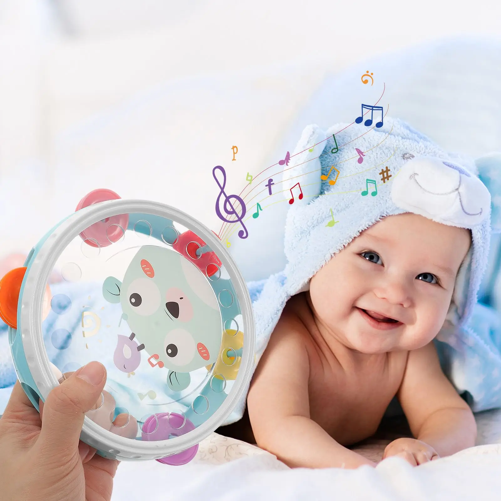 Hand Tambourine Plastic Hand Held Bells Rattle Ball Percussion Kids Toy Musical Instrument Educational Drum