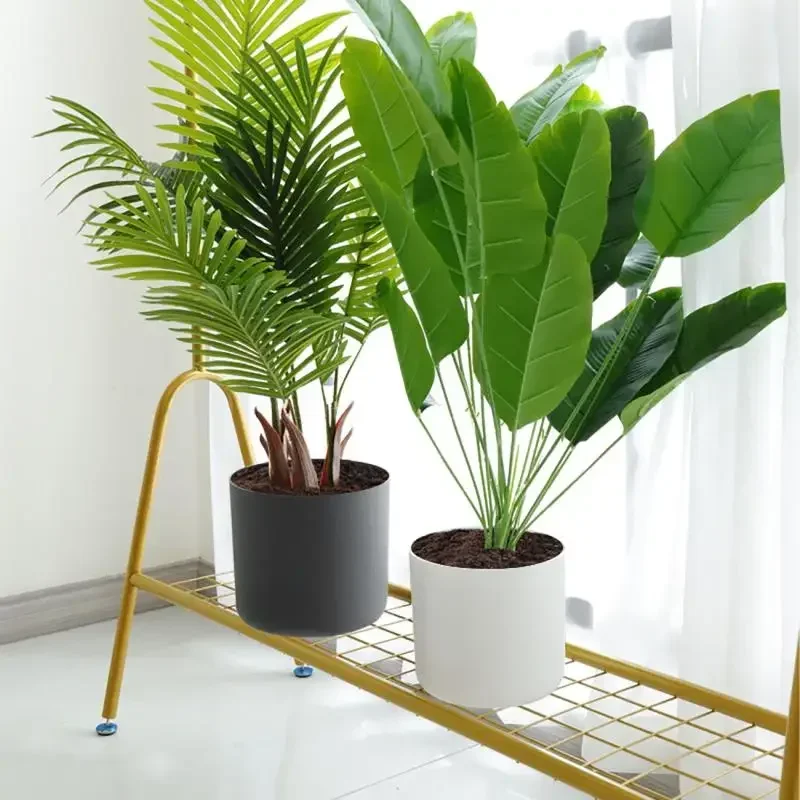 Flower Pot With Wood Holder Plant Stand Display Rack Planter For Indoor Desktop Living Room Decoration Floor-standing Flower Pot