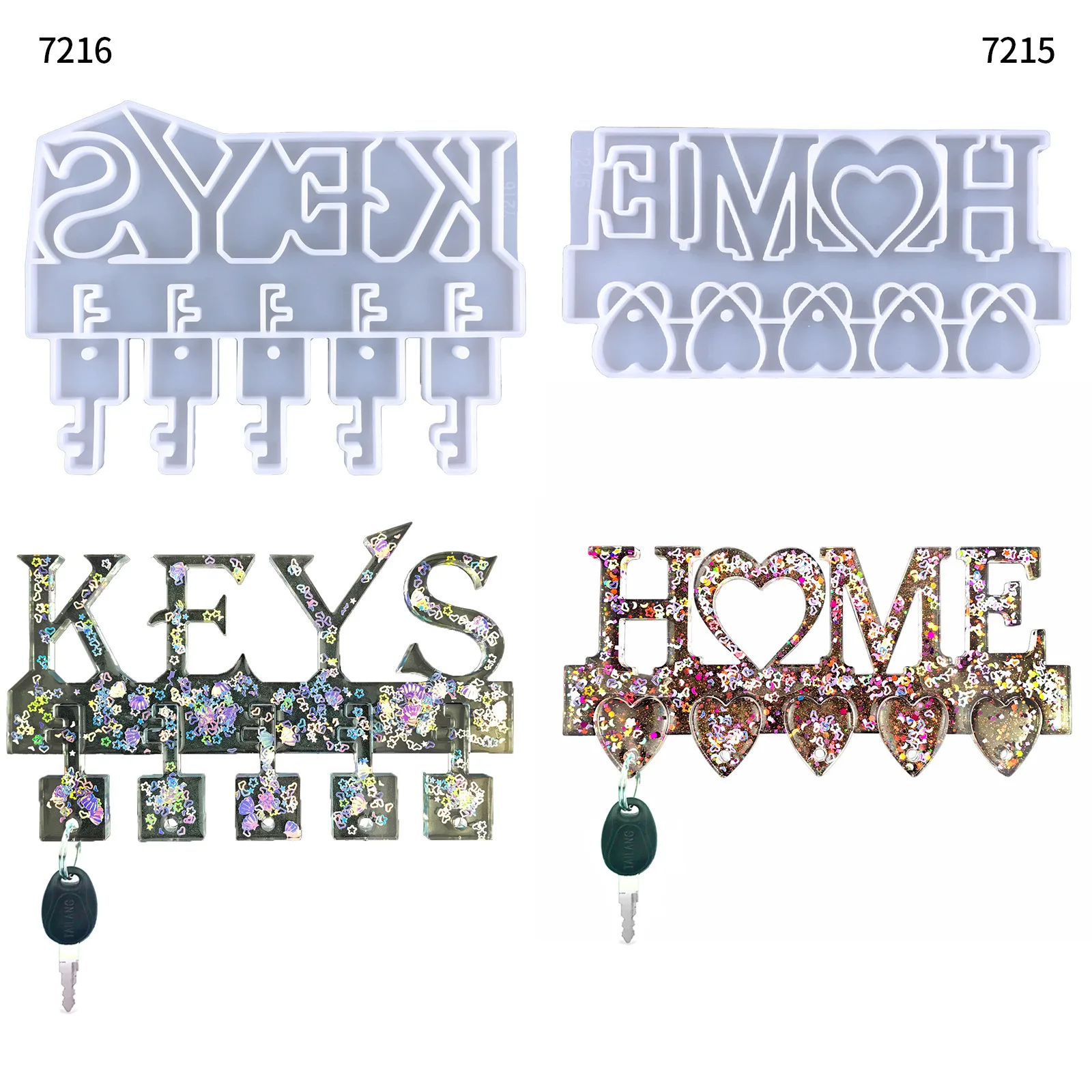 

Door Key Pendant Silicone Mold DIY English Letter Wall Pendant Family Keys Storage Rack Silicone Mold For Resin Making