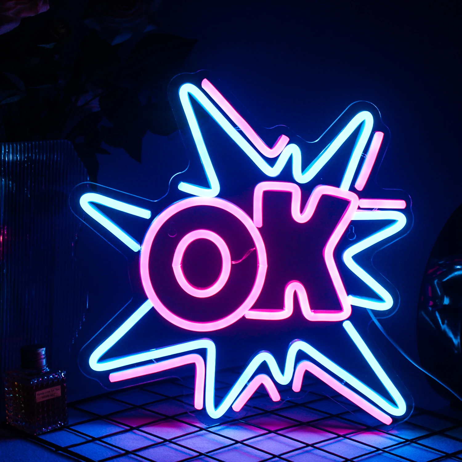 

OK Neon Signs for Wall Decor LED Neon Lights for Bedroom Office Kid's Home Gym Bar Pub Gaming Cafe Wedding Party Christmas Gifts