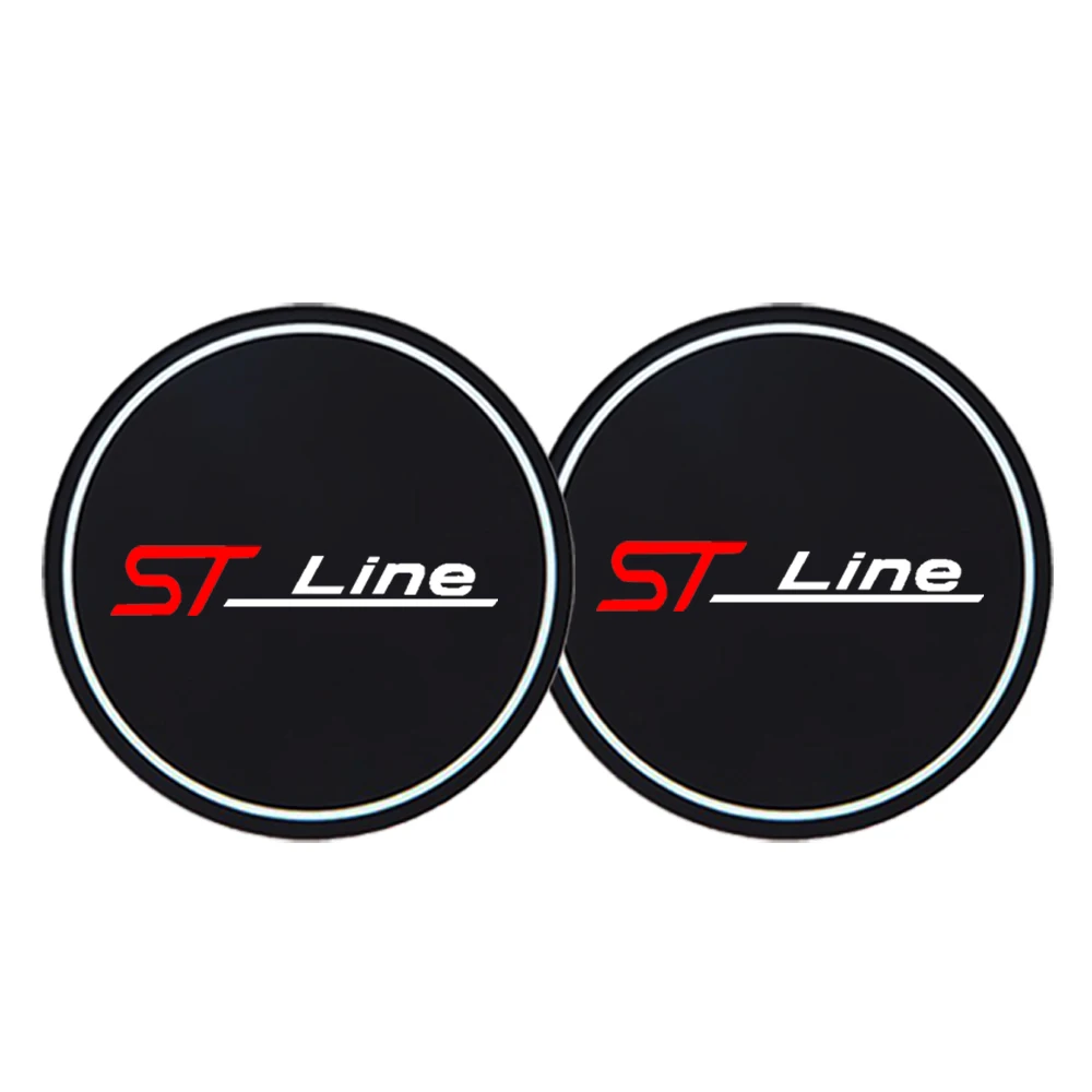 Car coaster pads 2Pcs Car Coasters Water Cup Slots Non-Slip Mat Waterproof Water Cup Mat Drink Pad For ford st line stline fiesta Car Styling