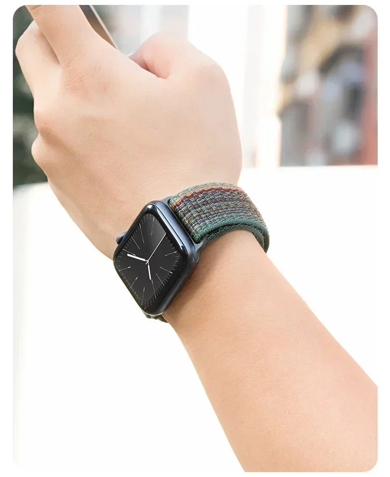 Nylon Loop For Apple Watch Strap 45mm 44mm 46mm 40mm 41mm 38mm 42mm Correa Bracelet iWatch Series 6 Se 7 8 9 10 11 ultra2-3 49mm