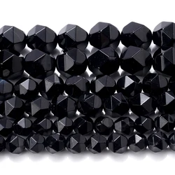 Faceted Colorful Tourmaline Stone Beads for Jewelry Making and Accessories (Bright Black)