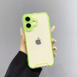 Luxury Luminous Night Light Transparent Case with Fluorescent Frame and Soft TPU Bumper Cover - iPhone 14 (Green)