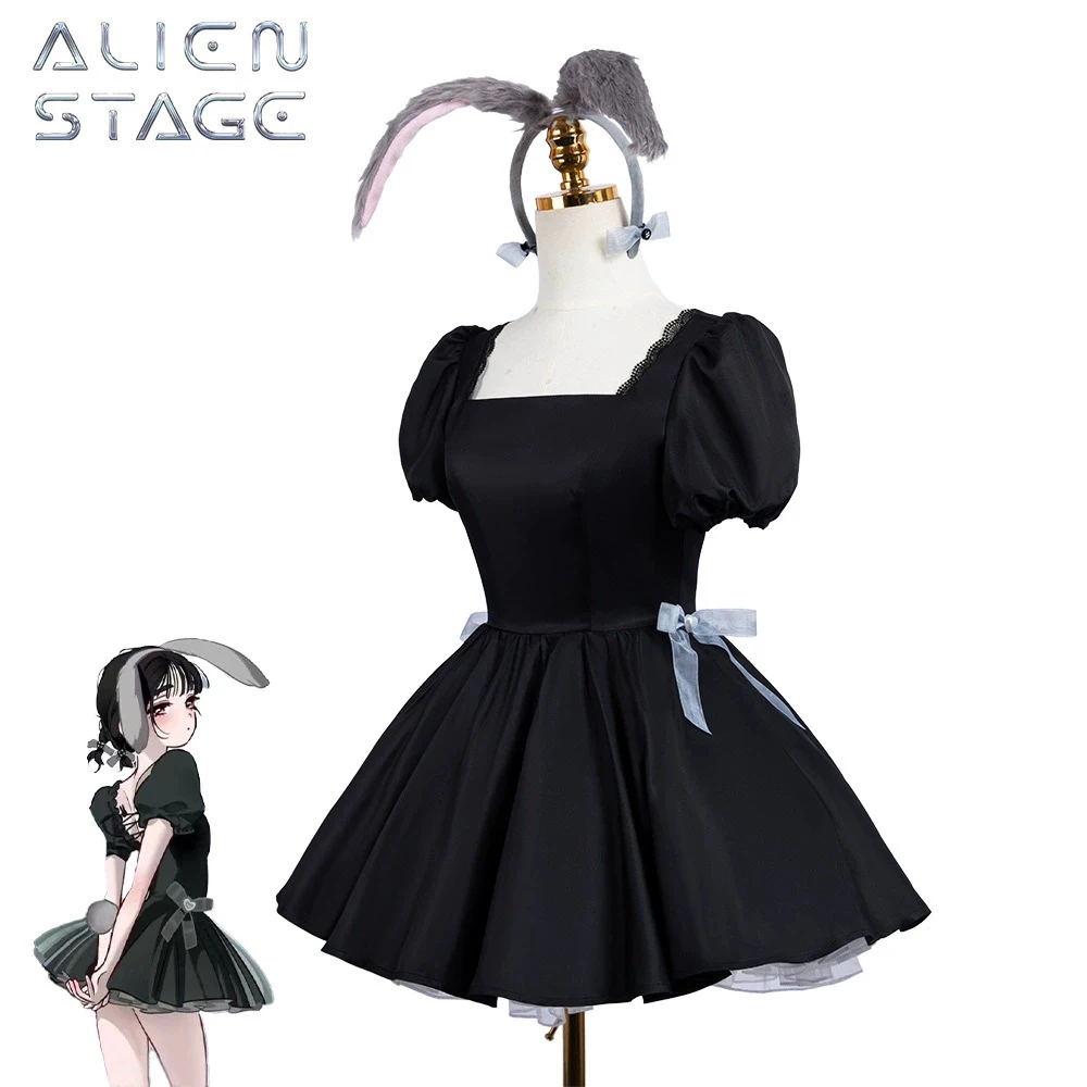 Generic Rabbit-Eared Black Dress Cosplay Costume for Halloween and Parties