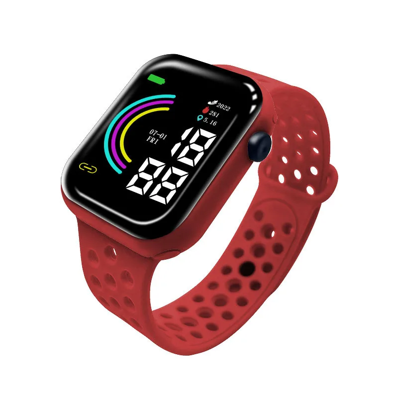 Children's electronic watch, student rainbow digital display LED electronic watch