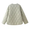 PB&ZA2024 Autumn New Women's Clothing Style Round Neck Loose Lightweight Pocket Decoration Cotton Jacket Quilted Coat 2