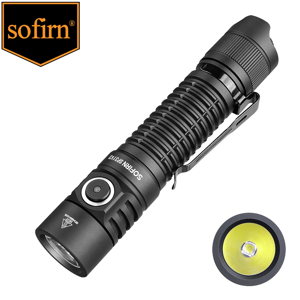 New Sofirn SP31 V3.0 Tactical LED Flashlight with Dual Switch USB C 18650 Rechargeable Power Indicator 6000K 5000K Torch