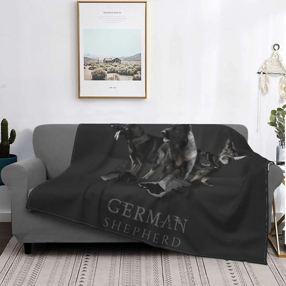 

Ultra-Soft Fleece German Shepherd Dog Throw Blanket Warm Flannel GSD Animal Blankets for Bedroom Home Sofa Quilt