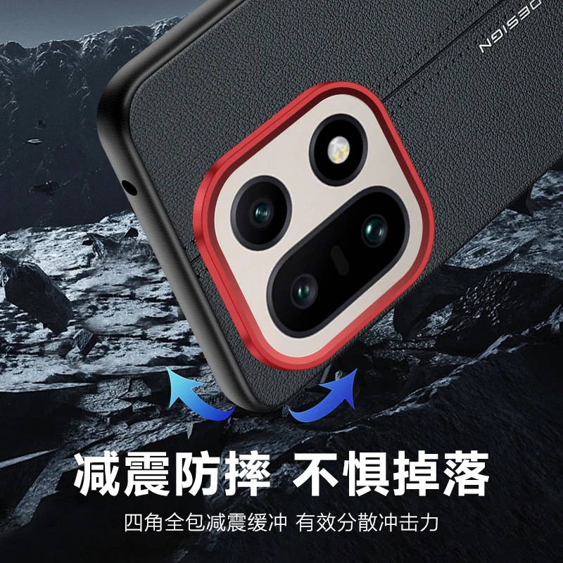 Elegant PU Leather Shockproof Phone Back Cover - Simple Style