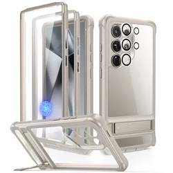 ESR Kickstand Shockproof Case with Screen and Lens Protection Films - Case & Camera Protector (Clear Grey)