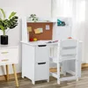 Kids Study Desk and Chair Set with Storage - White Learning Table with Bookshelf and Cabinets for Boys and Girls Ages 3-8 6