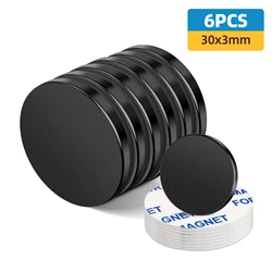 Ultra - Strong Double - Sided Adhesive Magnets - Heavy Duty Disc for Versatile Home and Office Use (6P - 30x3JBK)