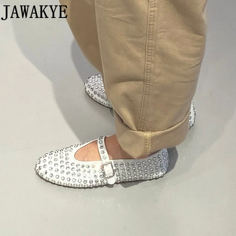 Popular Brand Cross Strap Flat Shoes Women Round Toe Buckleed Ballet Shoes Summer Mesh Loafers Mary Janes Women Glove Shoes