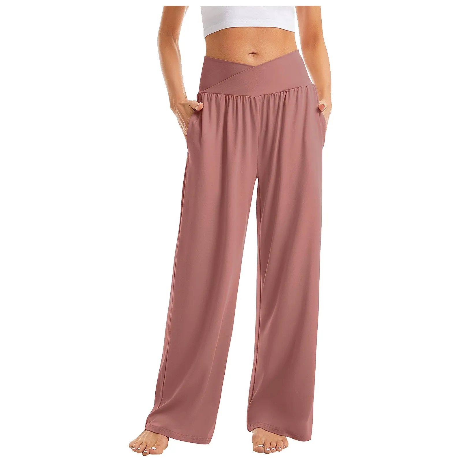 Women Cotton Linen Pants Summer Autumn Fashion Elastic Waist Loose Straight Pants Female Casual SolidColor Ankle-length Trousers 5