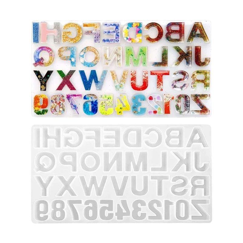 244 Pcs Letter Number Keychain Molds Set Resin Pendant Casting Mold with for Key Ring Jump Rings Screw Eye Pin Drop shipping