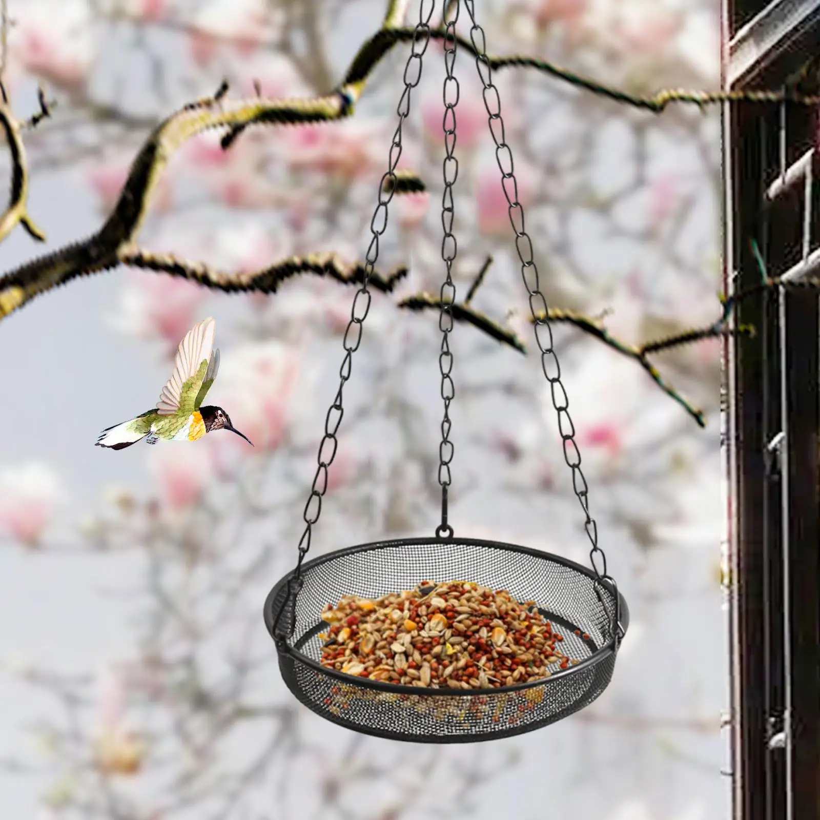Hanging Bird Feeder Tray Weather Resistant Iron Multipurpose Easy Clean Metal Mesh Tray for Yard Tree Outside Patio Garden Hanging Bird Feeder Tray Weather Resistant Iron Multipurpose Easy Clean Metal Mesh Tray for Yard Tree Outside Patio Garden
