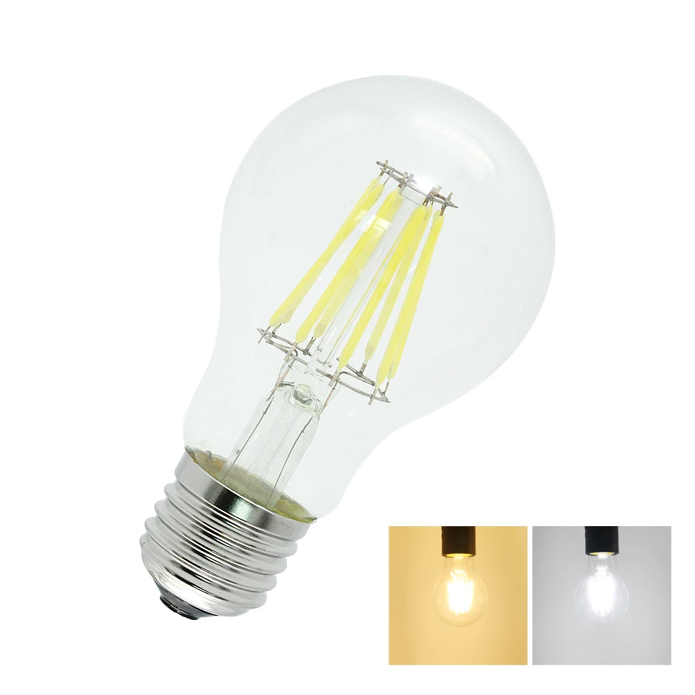 E27 E12 E14 2/4/6/8/12W Dimmable Edison Vintage COB LED Filament Light Bulb Lamp 